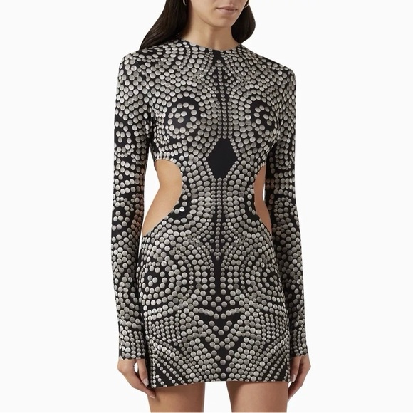 silver long sleeve long dress Mermaid Chic Silver Backless Lone-Sleeves V-Neck Sequins Evening Dresses